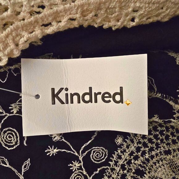 NWT Anthropologie Kindred 2X Black Ivory Embroidery Boho Kimono Cardigan Crochet - Picture 9 of 12
